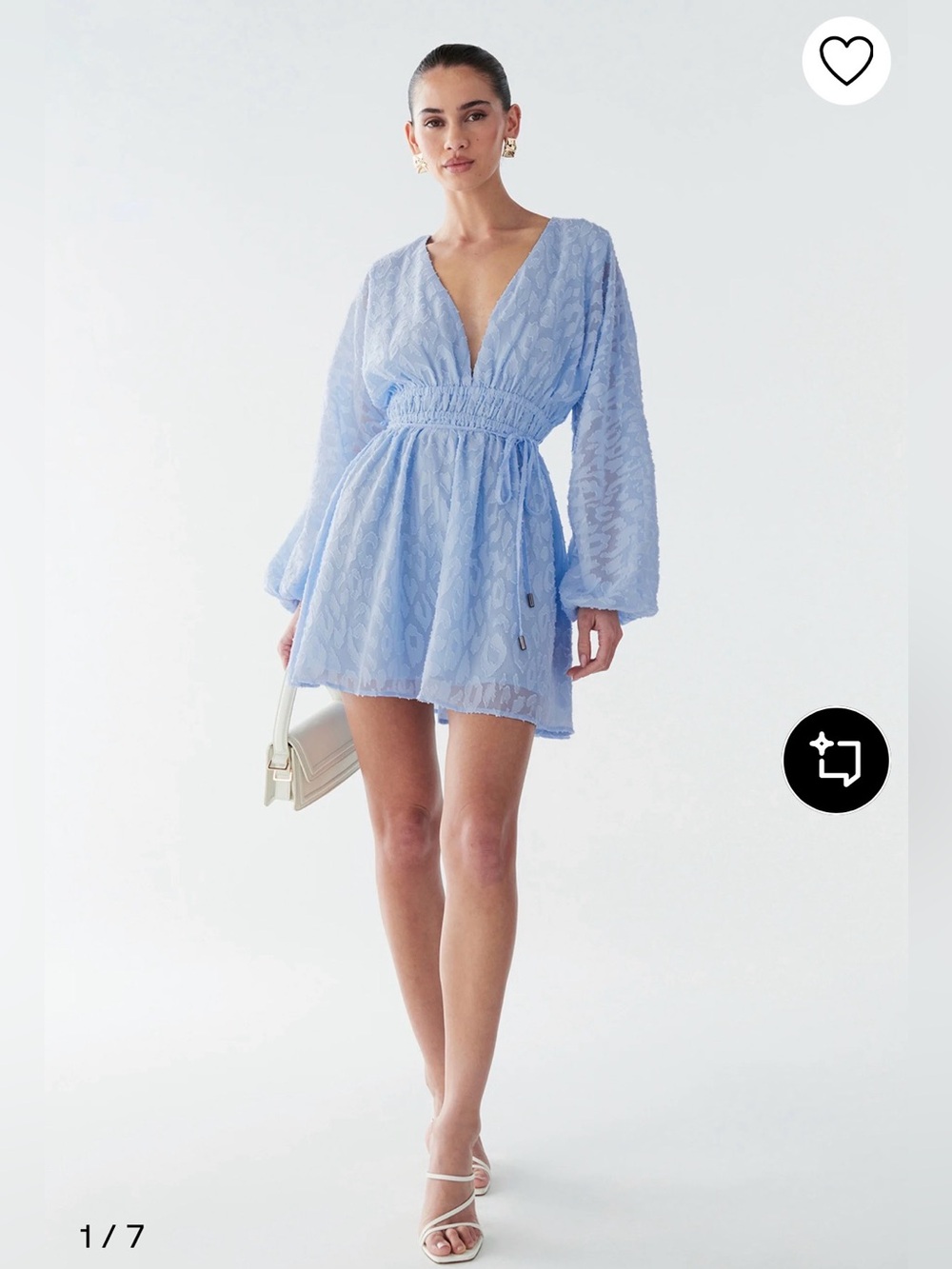BWLDR Gracie Mini Dress in Pastel Blue